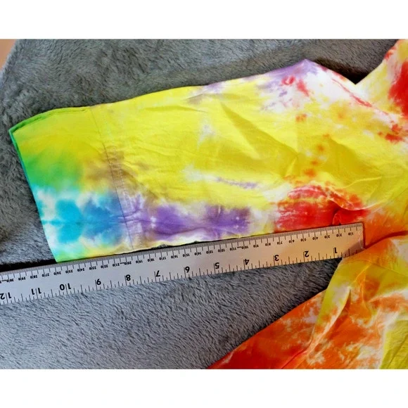 Luxe Artisan Hand Dyed Rainbow Tie-Dye Asymmetric Hem Dress Size Small - Picture 6 of 14